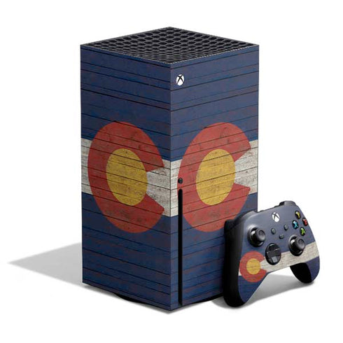 Colorado Flag Dark Wood Xbox Series X Skins